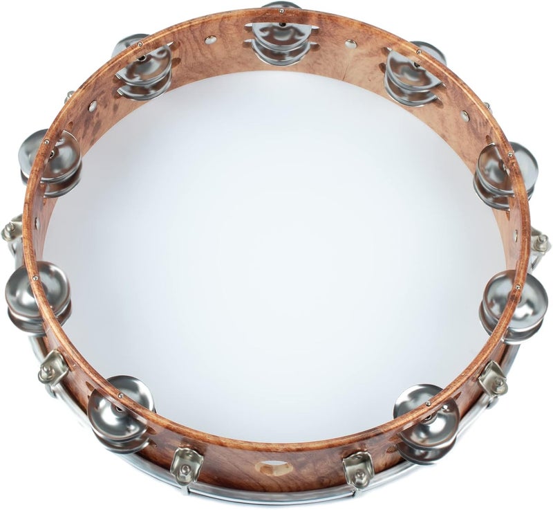 MUSCELL Tambourine for Adults,Hand Held Plastic Tambourines Drum Double Row Metal Jingles Musical Instrument-12" - Image 4